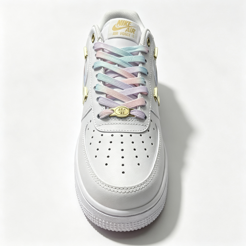 Nike Air Force 1 '07 Low Custom — Multi Mini Gold Swoosh | Pastel Camo mens low top shoes
