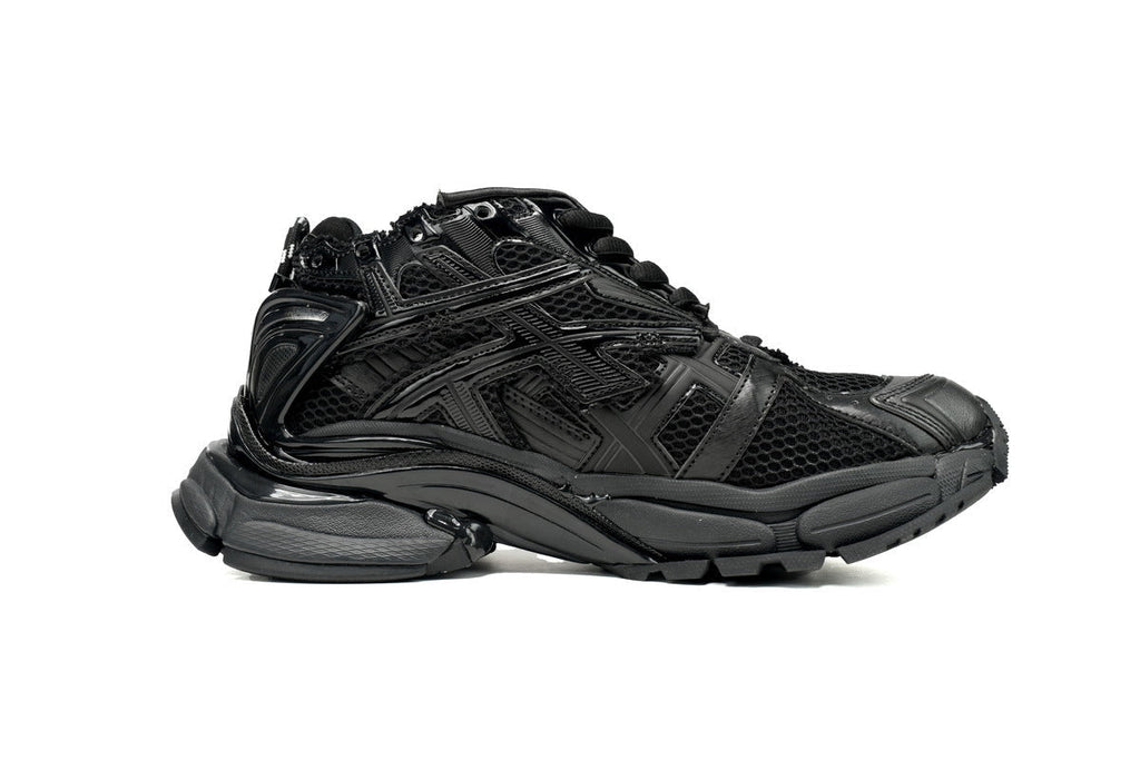 Balenciaga  men's shoes Track Sneaker – Distressed Low-Top Runner  black