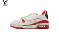Louis Vuitton LV shoes for man  women Trainer Sneaker – White, Red & Green