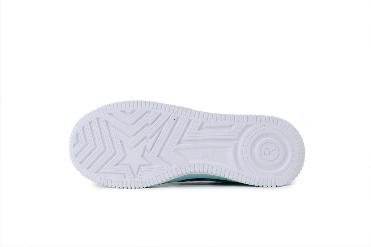 A BATHING APE BAPE STA Glossy Pastel Yellow, Aqua & Brown Sneakers | Women's & Men's Skate-Inspired Shoes