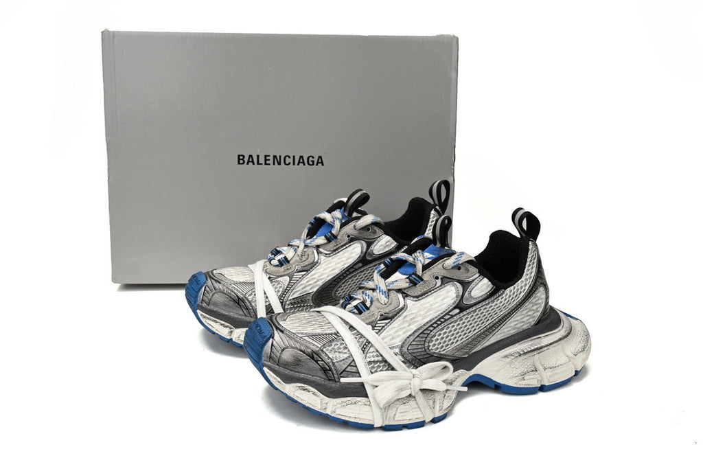 Balenciaga 3XL  men's shoes Track   Sneaker – Low-Top Chunky Sole  balenciaga runners White and blue