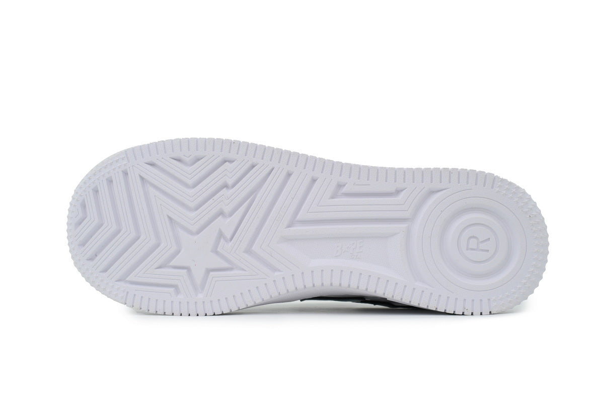 A BATHING APE BAPE STA White & Green Outline-Star Sneakers | Women's & Men's Skate-Inspired Shoes