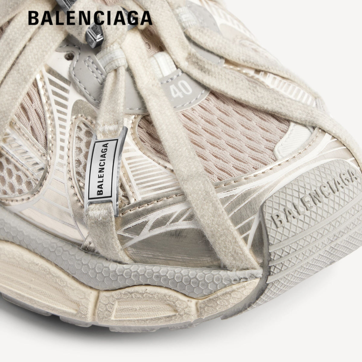 Balenciaga 3XL men's shoes  women sneakers Silver Beige