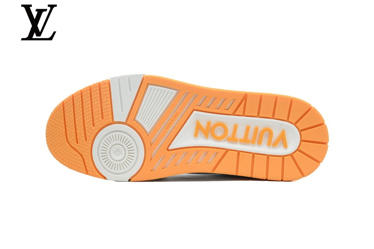 Louis Vuitton Trainer shoes for man  women Sneakers – Orange & White