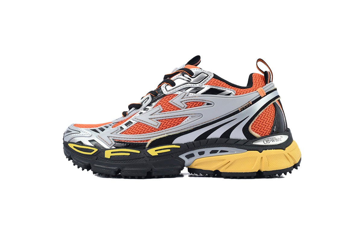 Off-White Be Right Back Women's Men's Shoes | Orange & Silver Mesh Retro Sneakers