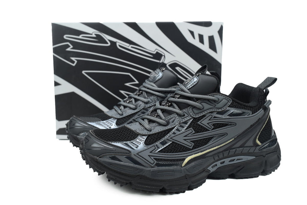 Off-White Be Right Back Women's Men's Shoes | Black & Charcoal Mesh Retro Sneakers