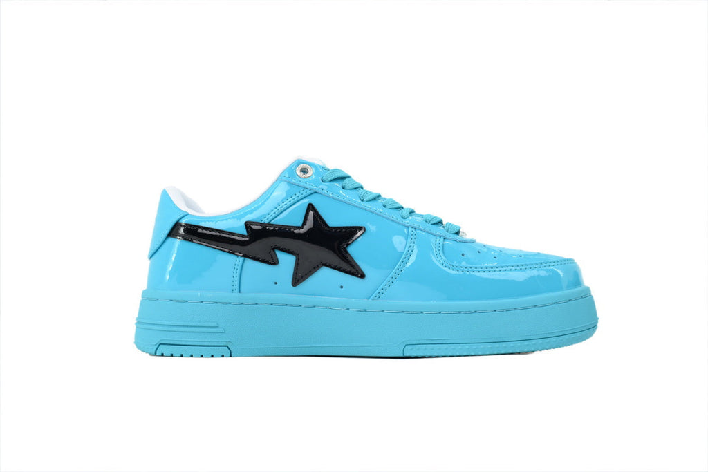 A BATHING APE BAPE STA Glossy Sky Blue & Black-Star Sneakers | Women's & Men's Skate-Inspired Shoes