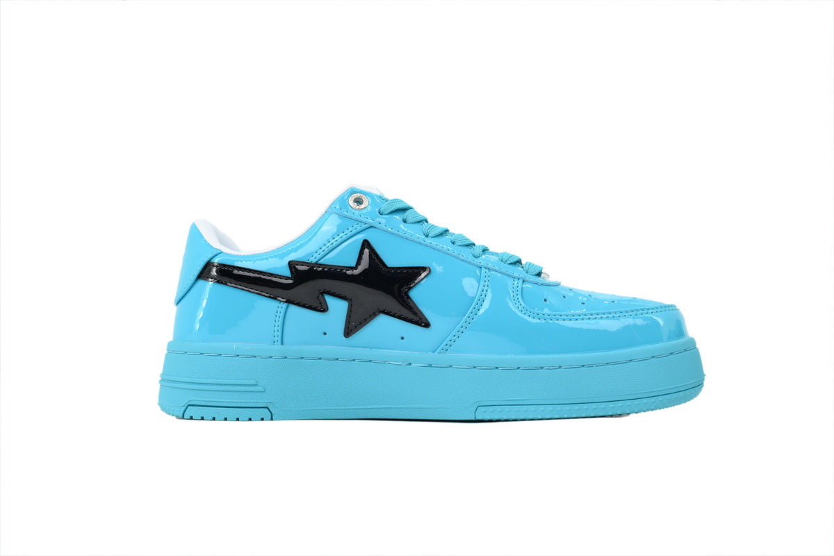 A BATHING APE BAPE STA Glossy Sky Blue & Black-Star Sneakers | Women's & Men's Skate-Inspired Shoes