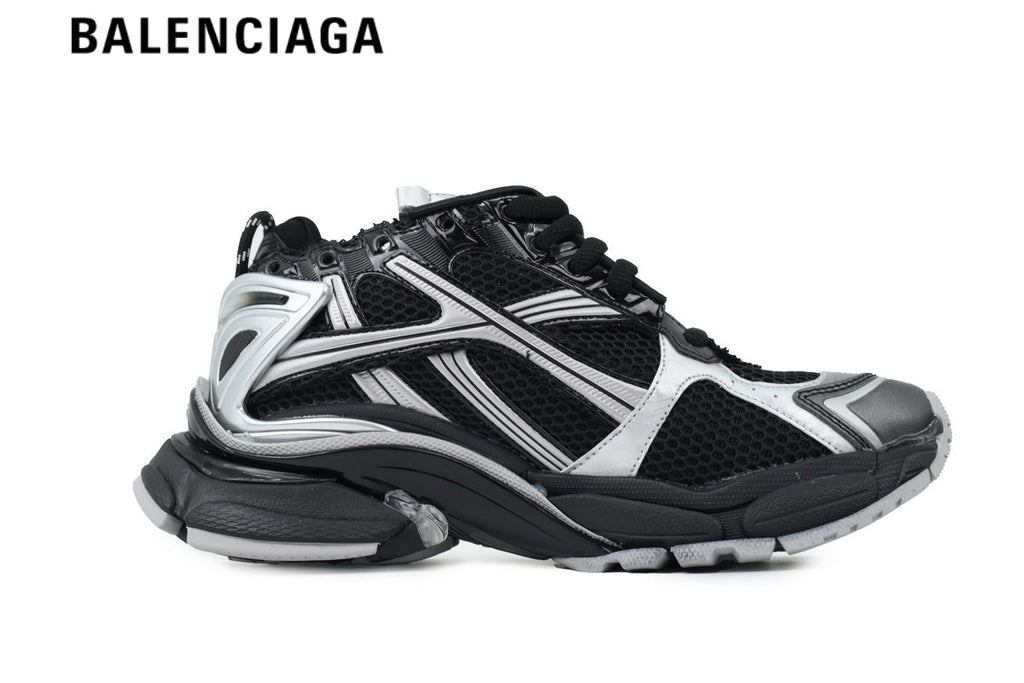 Balenciaga Runner men's shoes  women sneakers Black Silver