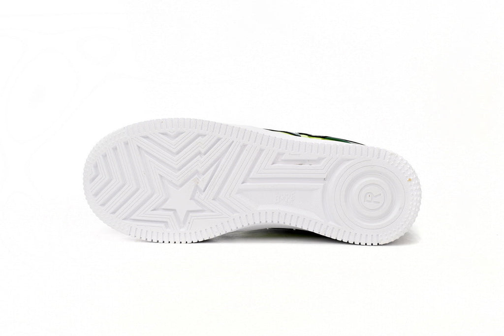 A BATHING APE BAPE STA Glossy Forest & Lime Green Sneakers | Women's & Men's Skate-Inspired Shoes