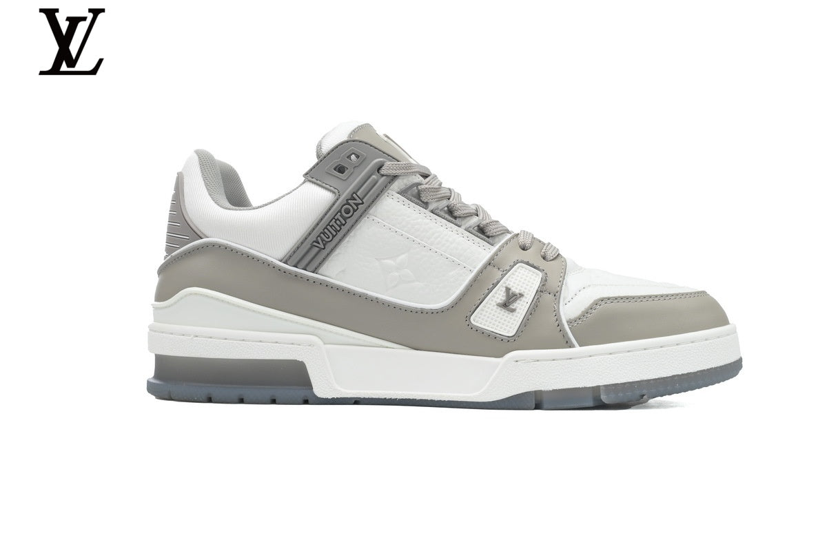 Louis Vuitton LV shoes for man  women Trainer Sneaker – Grey & White