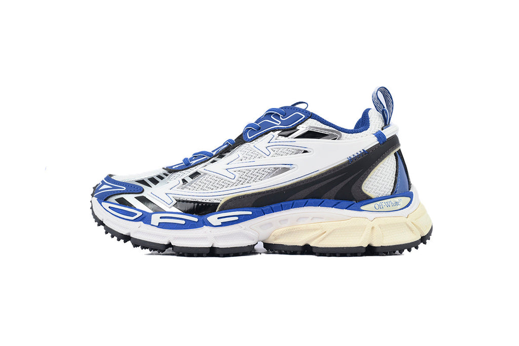 Off-White Be Right Back Women's Men's Shoes | White & Blue Cream Sole Mesh Retro Sneakers
