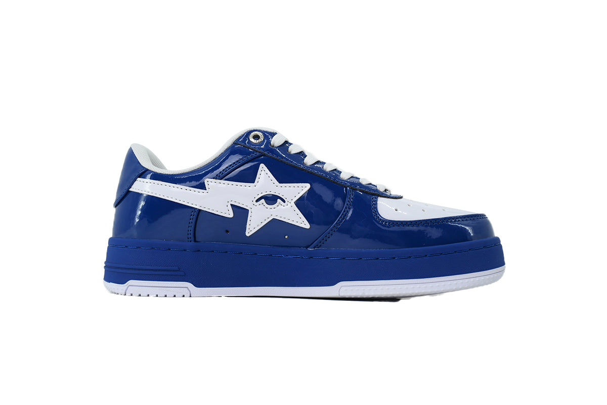 A BATHING APE BAPE STA Glossy Deep Blue & White Eye-Graphic Sneakers | Women's & Men's Skate-Inspired Shoes