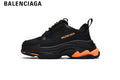 Balenciaga Triple S men's shoes  women sneakers — Black, Orange Logo