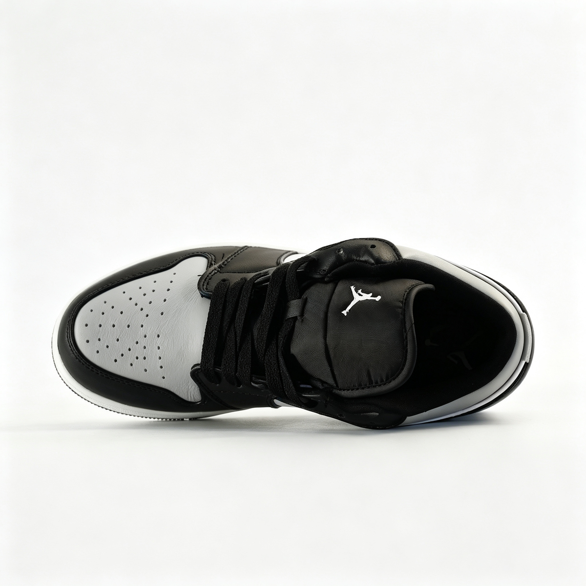 nike mens low top shoes Air Jordan 1 Low 'Black & Light Grey' – White Leather Low-Top Sneakers