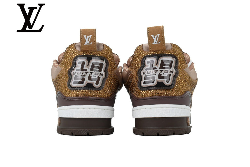 Louis Vuitton shoes for man  women Skate Sneakers - Brown Rhinestone