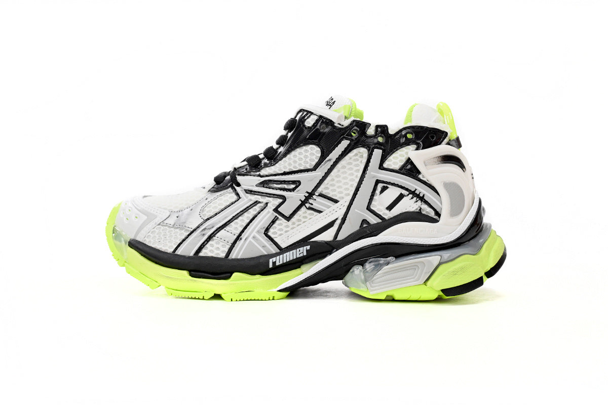 Balenciaga men's shoes Track Runner Sneaker – Distressed Low-Top White and Green