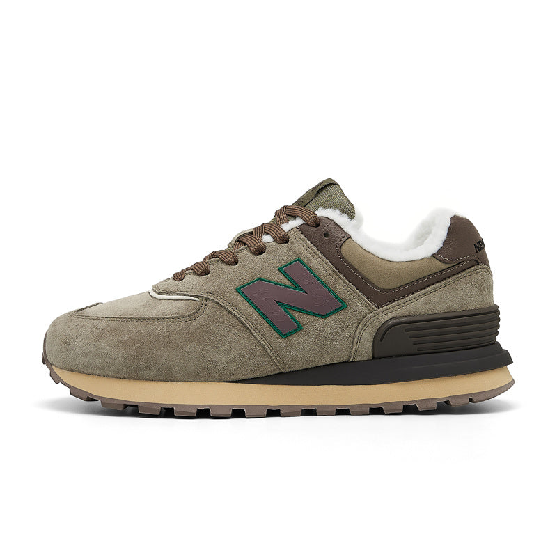 New Balance 574 Women's & Men's Taupe Brown Fleece-Lined Retro Sneakers