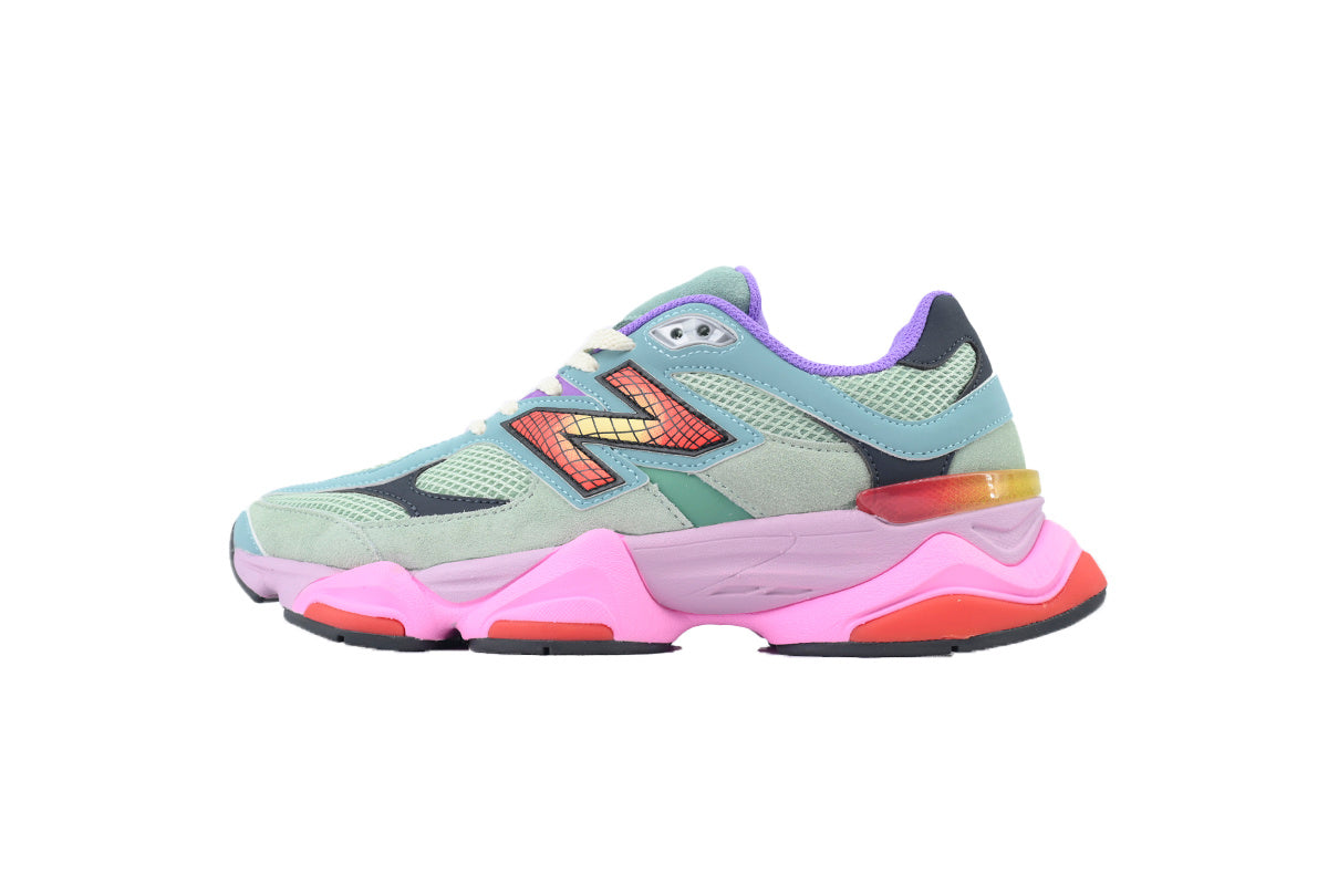 New Balance 9060 Women's & Men's Mint Green & Pink Chunky Retro Sneakers