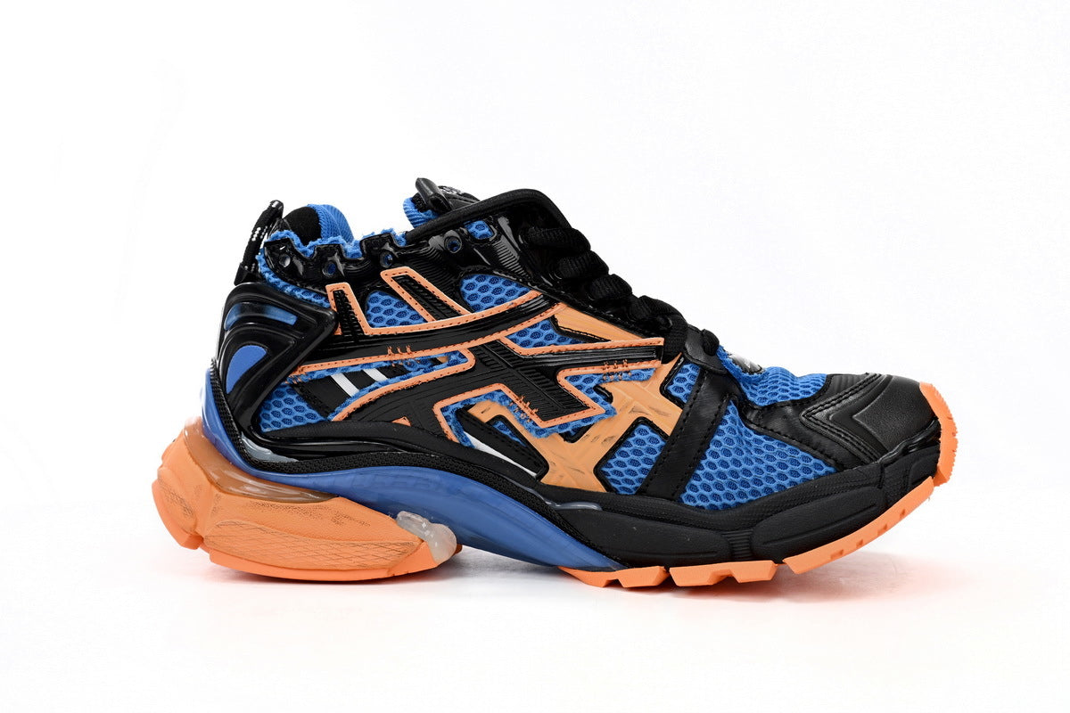 Balenciaga men's shoes Track Runner Sneaker – Distressed Low-Top balenciaga runners Deep Blue-Orange