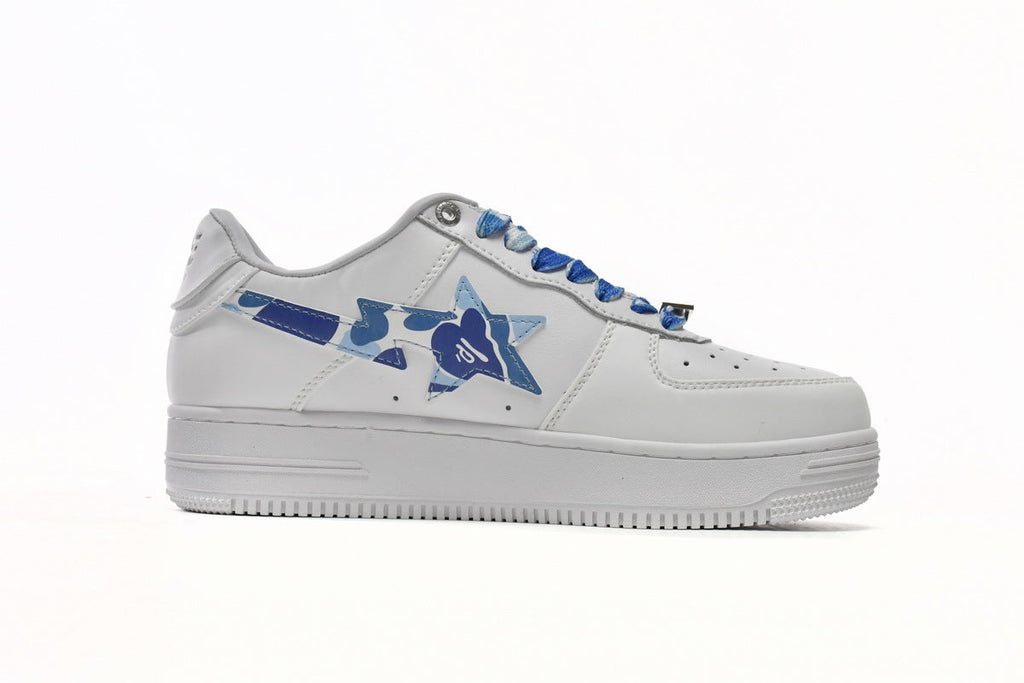 A BATHING APE BAPE STA White & Blue Camo Sneakers | Women's & Men's Skate-Inspired Shoes