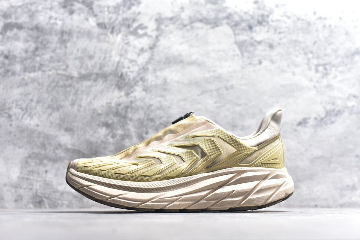 HOKA Clifton Women's Men's Shoes | Beige & Cream Mesh Running Sneakers