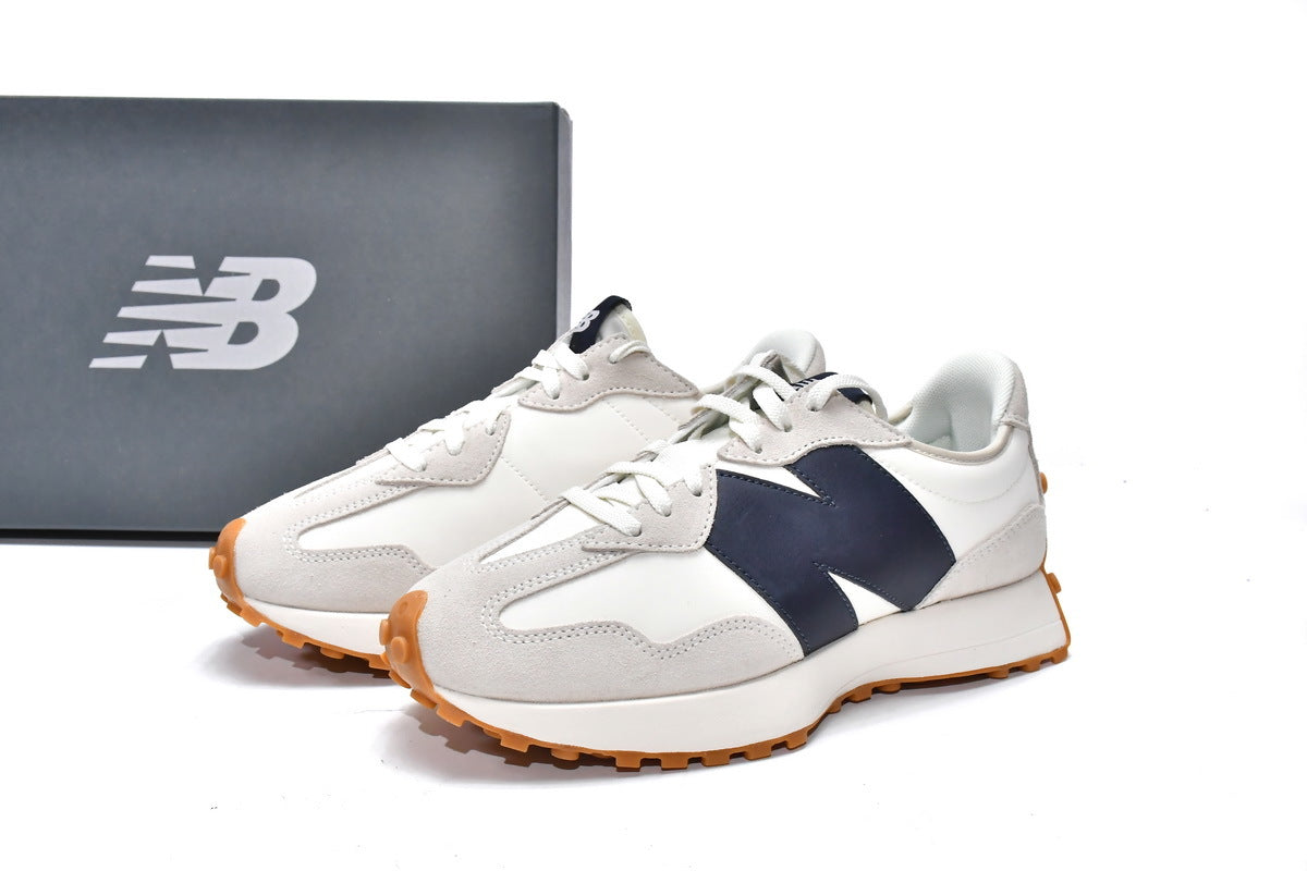 New Balance 327 Women's & Men's Retro Sneakers - White & Navy Gum Sole