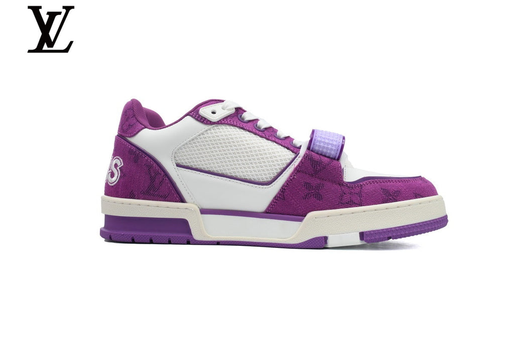 Louis Vuitton Trainer shoes for man  women Sneakers - Purple and White Mesh & Leather