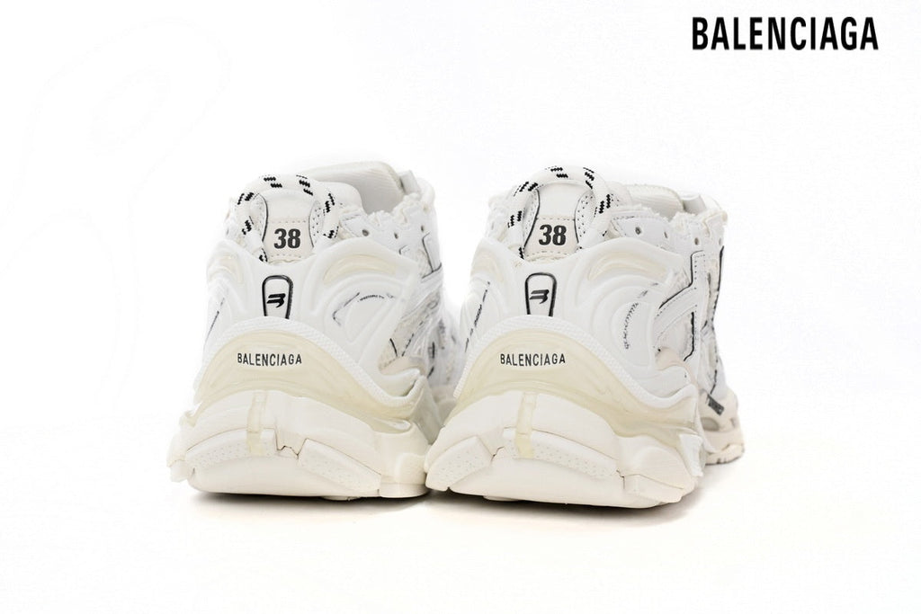 Balenciaga Runner Mid men's shoes  women sneakers White Distressed
