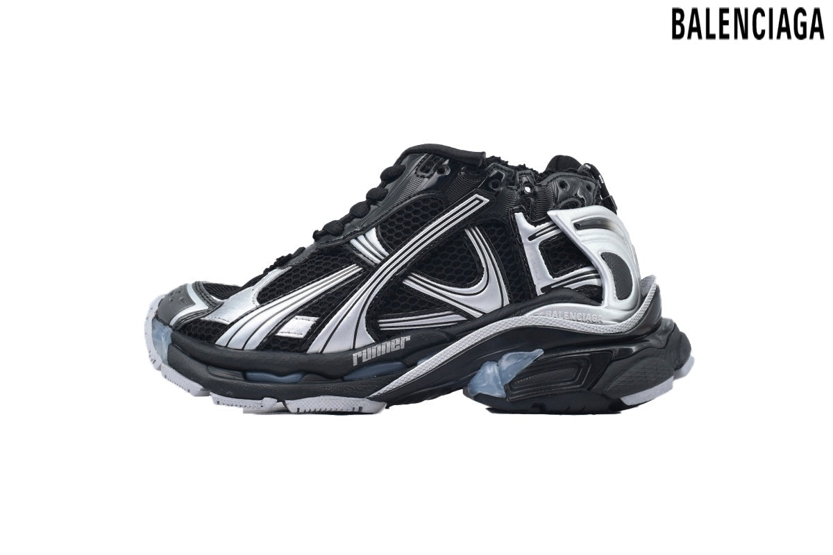 Balenciaga Runner men's shoes  women sneakers – Black & Silver