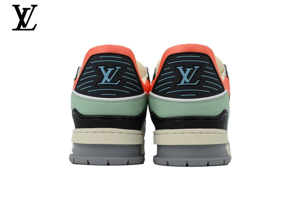 Louis Vuitton Trainer  shoes for man  women Sneaker – Green & Orange Colorblock
