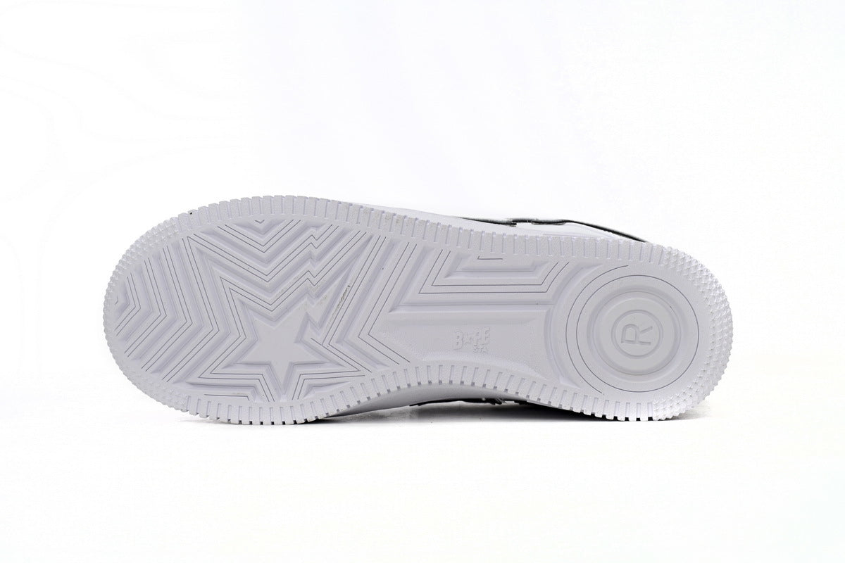 A BATHING APE BAPE STA White & Green Outline Sneakers | Women's & Men's Skate-Inspired Shoes