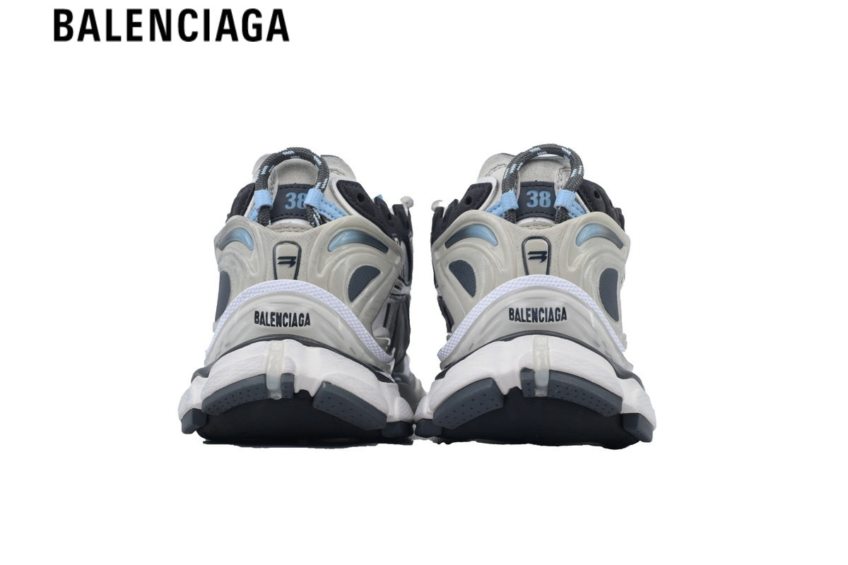 Balenciaga Runner Sneaker — White Mesh, Black & Beige Synthetic Overlays