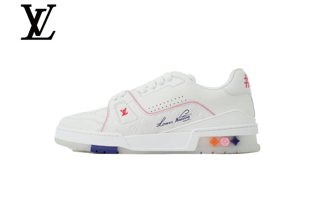 Louis Vuitton Trainer shoes for man  women Sneakers - White and Pink