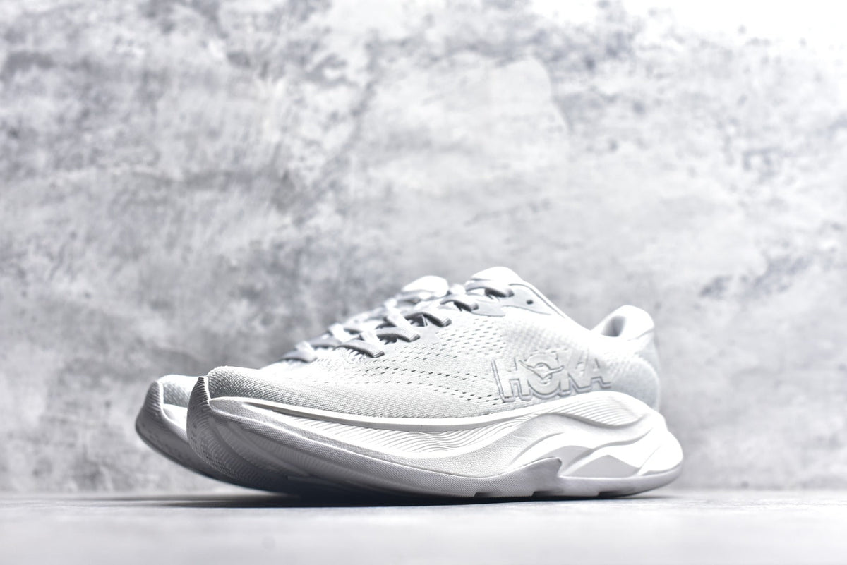 HOKA Rincon 4 Women's Men's Shoes | White & Light Gray Mesh Running Sneakers