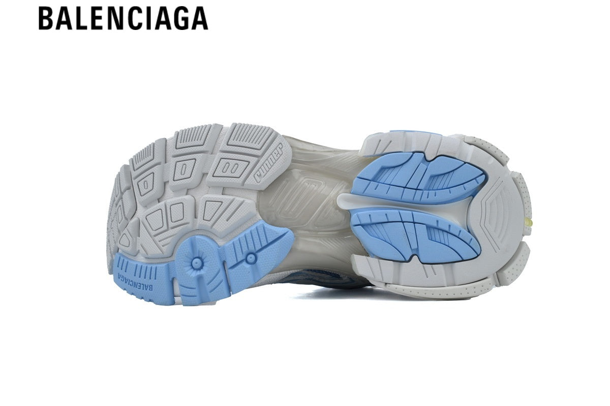 Balenciaga Runner Sneaker — White Mesh & Light Blue Synthetic Overlays