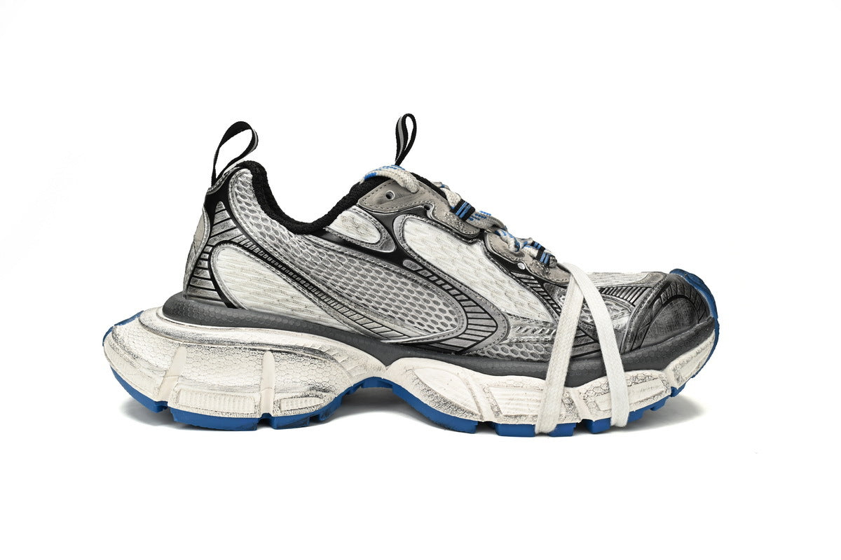 Balenciaga 3XL  men's shoes Track   Sneaker – Low-Top Chunky Sole  balenciaga runners White and blue