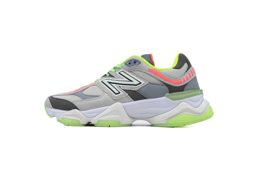 New Balance 9060 Women's & Men's Grey Neon Green Chunky Retro Sneakers