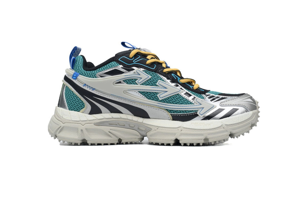 Off-White Be Right Back Women's Men's Shoes | Teal & Silver Mesh Retro Sneakers