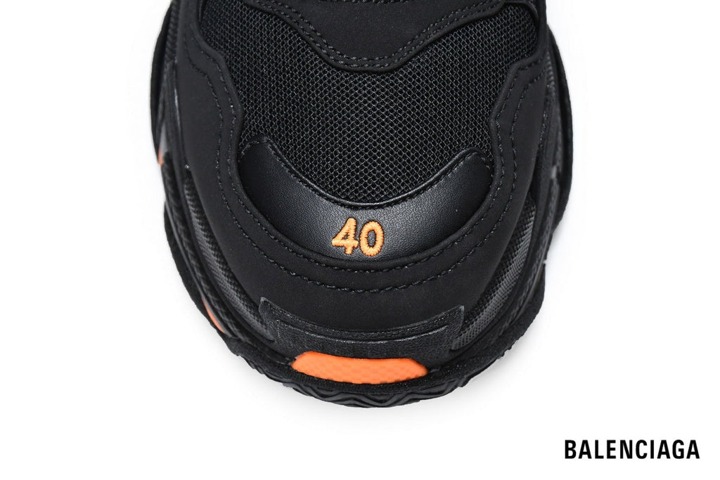 Balenciaga Triple S men's shoes  women sneakers – Black & Orange