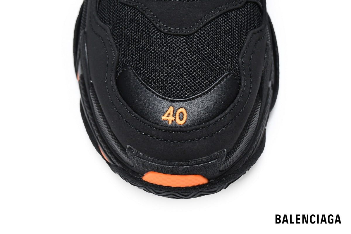 Balenciaga Triple S men's shoes  women sneakers – Black & Orange