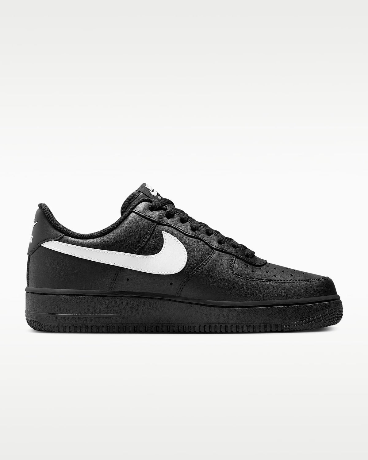 Nike Air Force 1 '07 Black Leather White Swoosh Sneakers mens low top shoes
