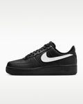 Nike Air Force 1 '07 Black Leather White Swoosh Sneakers mens low top shoes