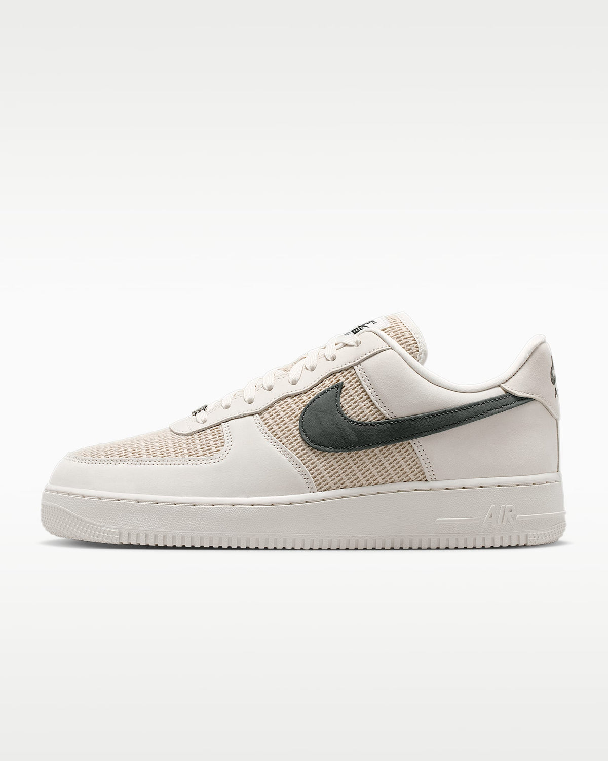 Nike Air Force 1 '07 Sail and Dark Green Mesh Sneakers mens low top shoes