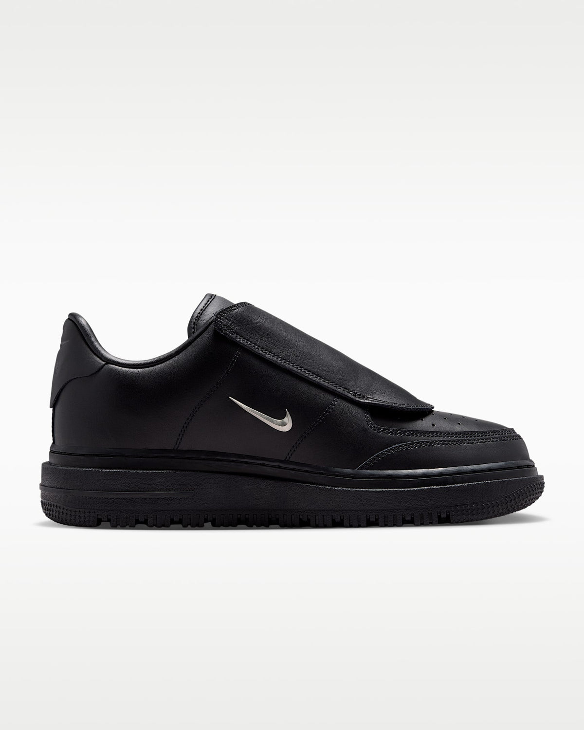 Nike Air Force 1 '07 Black Double Strap Metal Swoosh Sneakers mens low top shoes