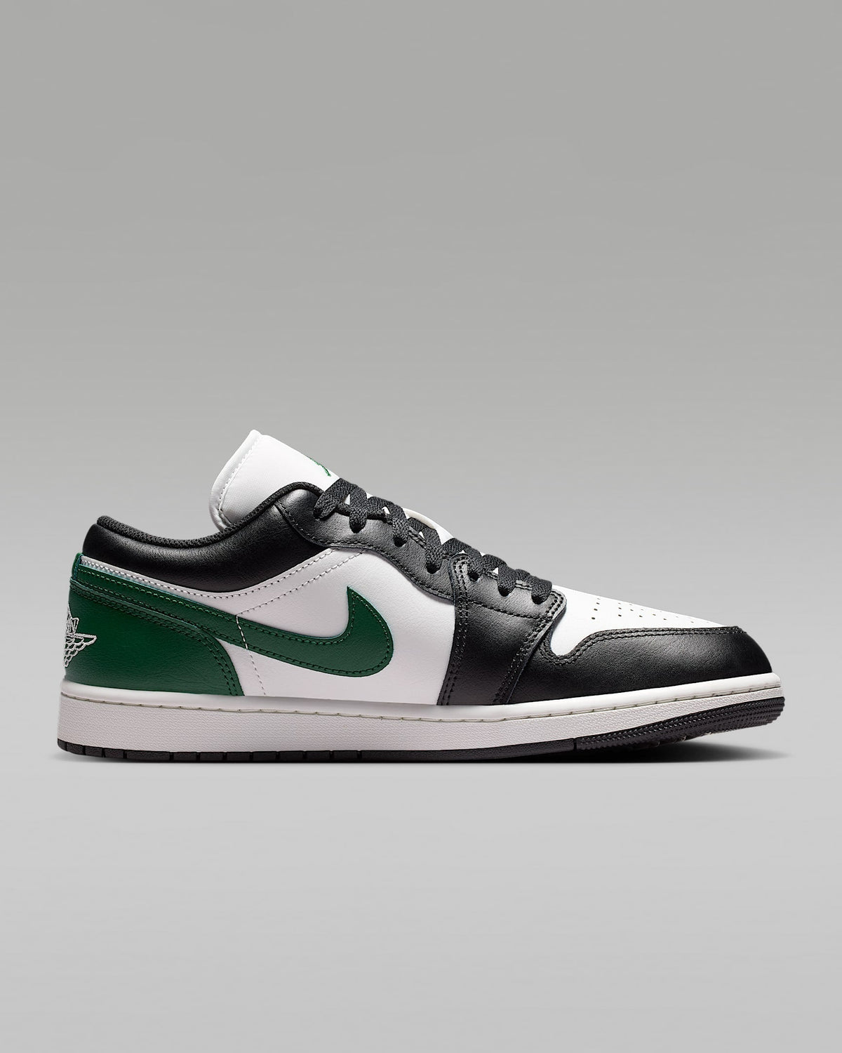 nike mens low top shoes Air Jordan 1 Low White Black and Pine Green Sneakers