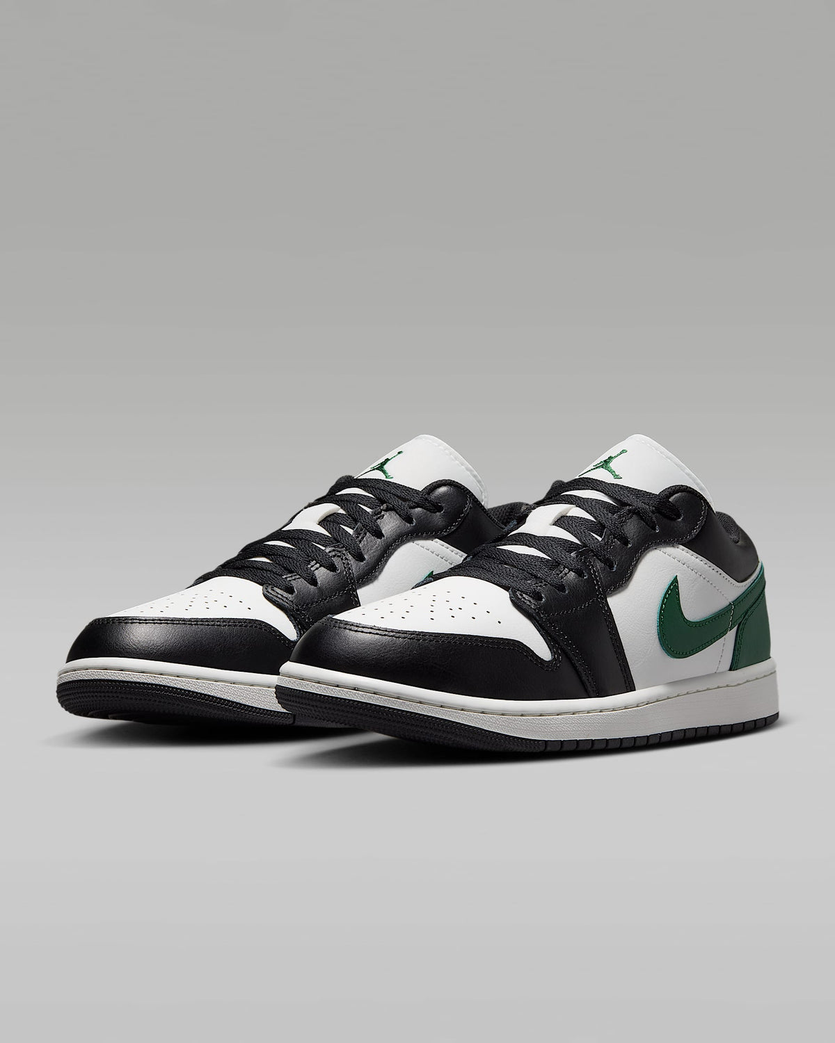 nike mens low top shoes Air Jordan 1 Low White Black and Pine Green Sneakers
