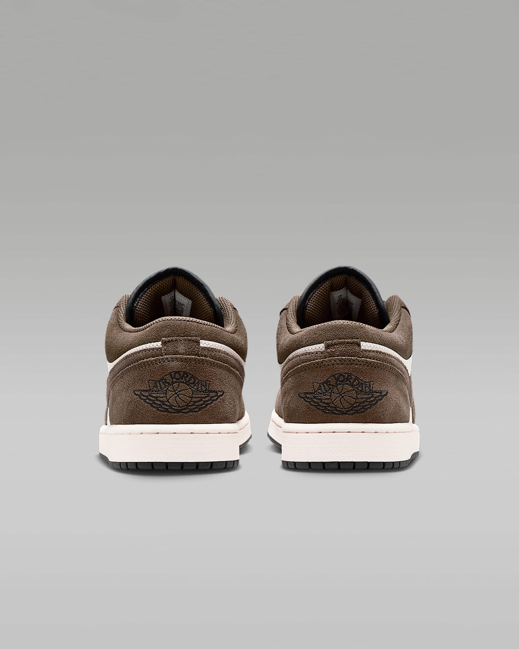 nike mens low top shoes Air Jordan 1 Low Sail Dark Brown Suede Leather Sneakers