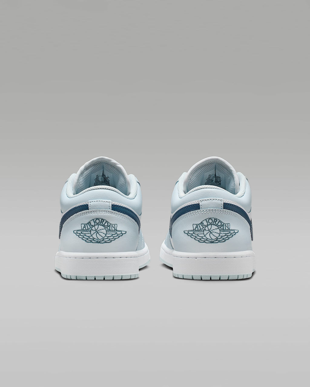 nike mens low top shoes Air Jordan 1 Low White Ice Blue and Dark Navy Sneakers
