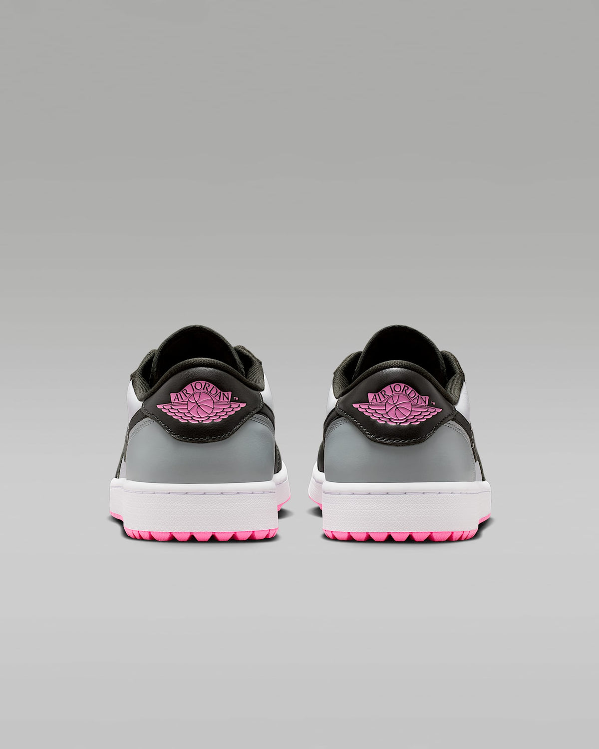 nike mens low top shoes Air Jordan 1 Low G Golf Black Grey and Hyper Pink Sneakers